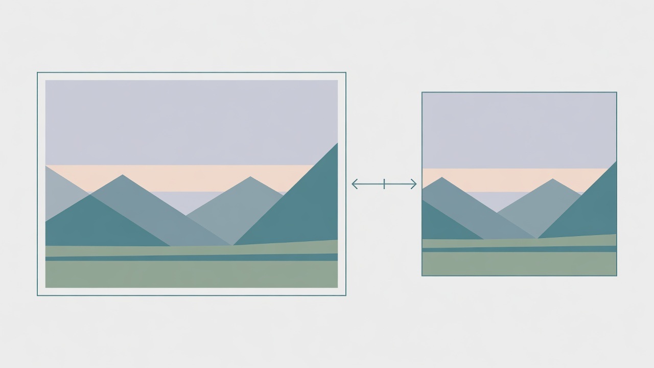 Two stylised landscape images in differently sized frames